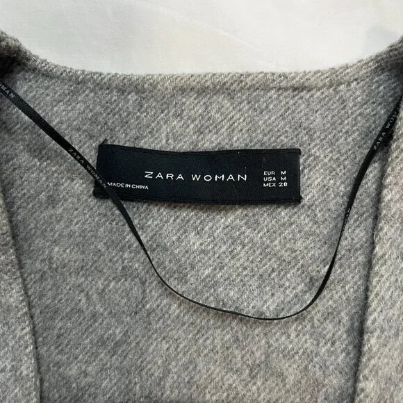 Zara Woman Gray Wool Blend Oversize Handmade Jacket | Size M - Picture 4 of 7
